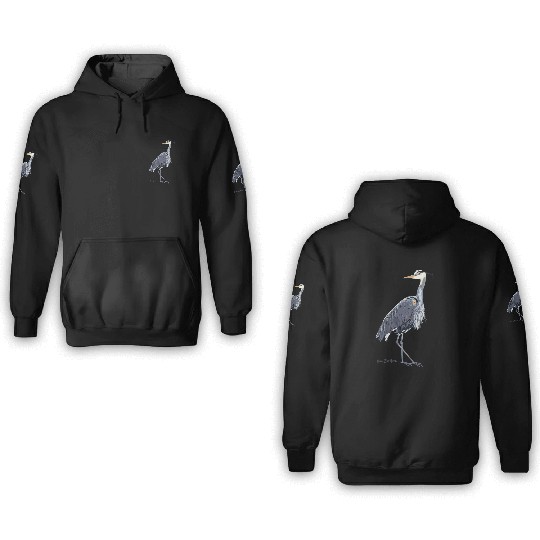 Heron Art Birder Wildlife Bird Watching 3D Hoodies