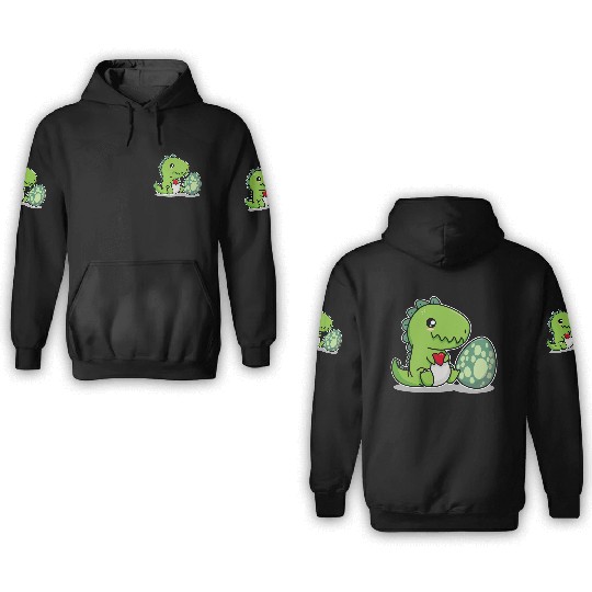 Big sister cute dino siblings boy girl heart love 3D Hoodies