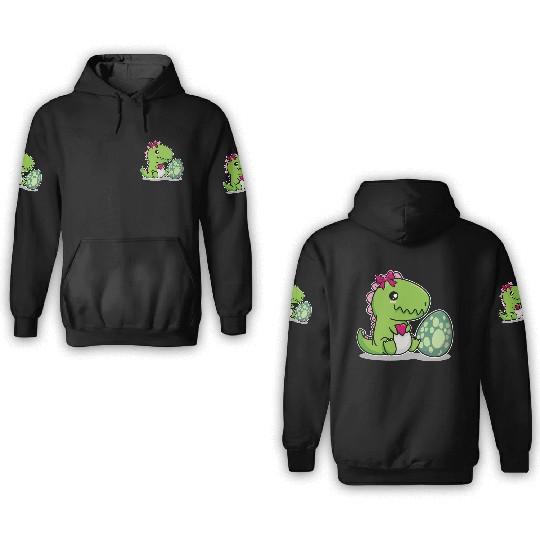 Big sister cute dino siblings boy girl heart love 3D Hoodies