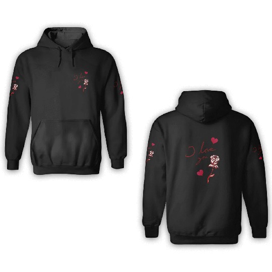 i love you rose heart flowers 3D Hoodies