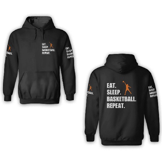 Eat Sleep Basketball Repeat Funny Basketball 3D Hoodies