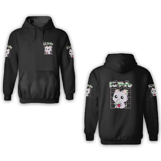 Demiromantic Pride Kawaii Cat Strawberry Milk 3D Hoodies