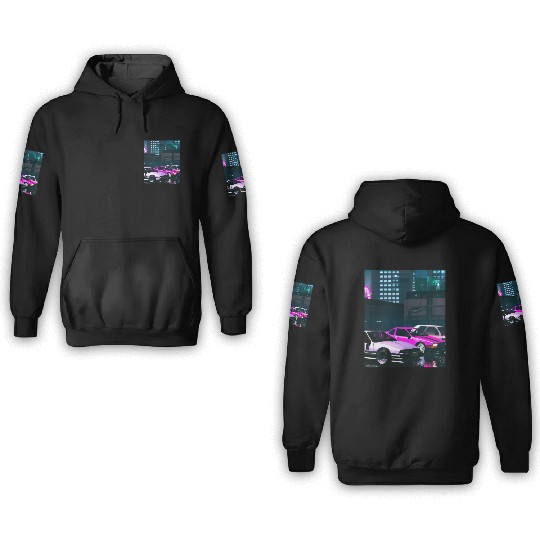 Vaporwave Car Synthwave City 3D Hoodies
