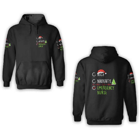 Christmas Naughty Nice Nurse 3D Hoodies