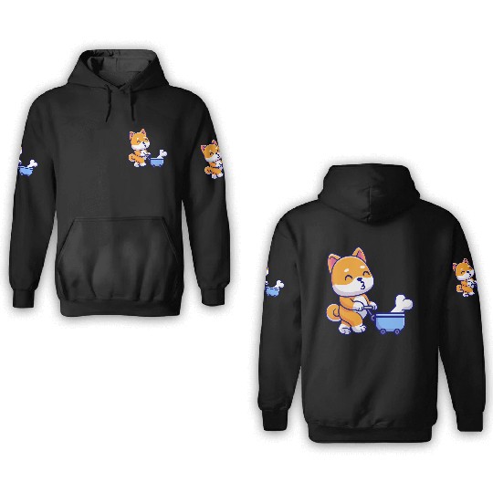 Cute Shiba Inu Dog Shopping 3D Hoodies
