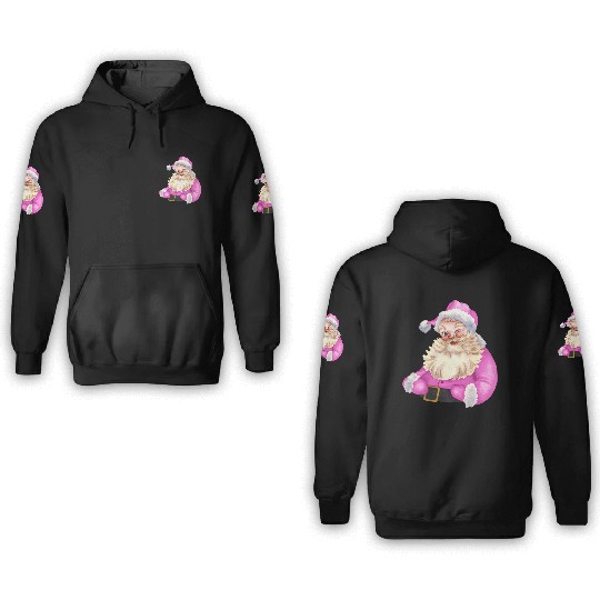 Retro Pink Santa Claus-Retro Pink Santa Claus Wate 3D Hoodies