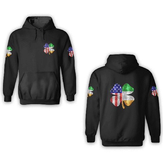 Irish American Flag St Patricks Day 3D Hoodies
