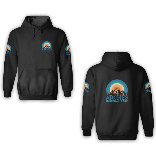 Cool Vintage Retro Arches National Park Mountain 3D Hoodies
