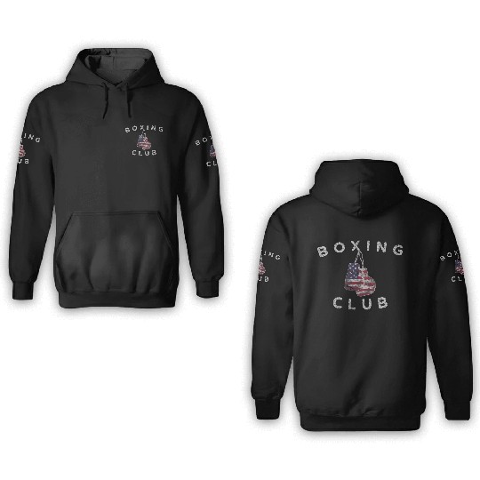 Boxing Club Vintage Us Flag Boxing Gloves 3D Hoodies