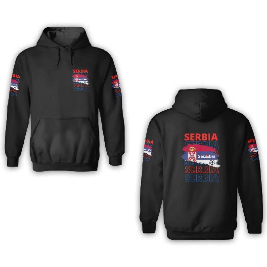World Serbia Soccer Vintage 3D Hoodies