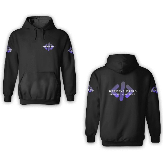 Web Developer Typography (HTML, CSS, JavaScript) 3D Hoodies