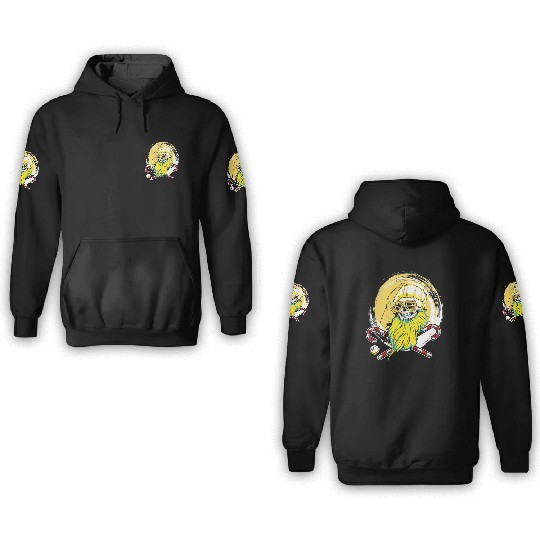 skull santa hat candy cane crew 3D Hoodies