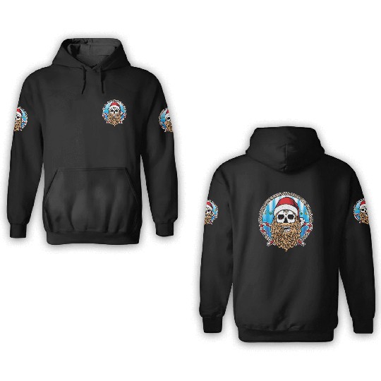 skull santa hat candy cane crew 3D Hoodies