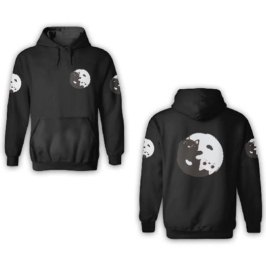 ying yang cat 3D Hoodies