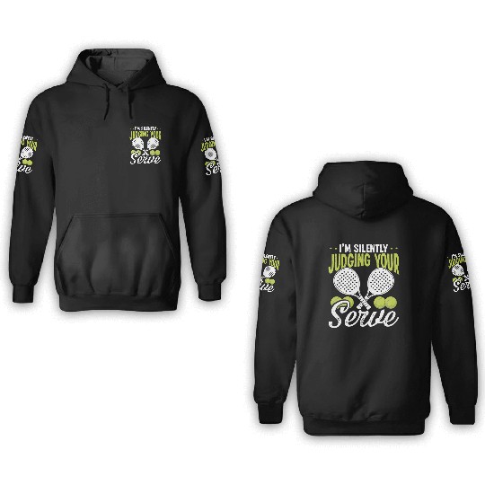 Paddle Tennis Player Match Silently Judging Serve 3D Hoodies