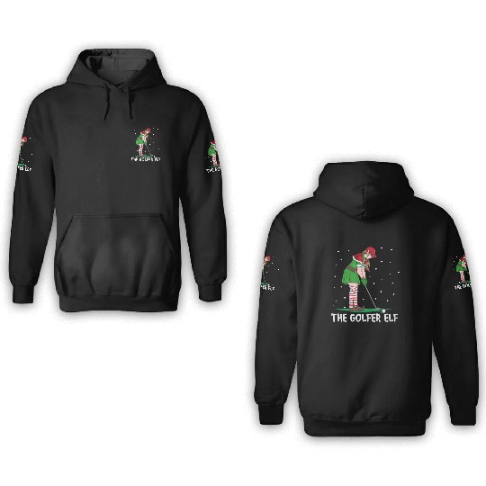 The Golfer Elf Golf Christmas Golfing 3D Hoodies