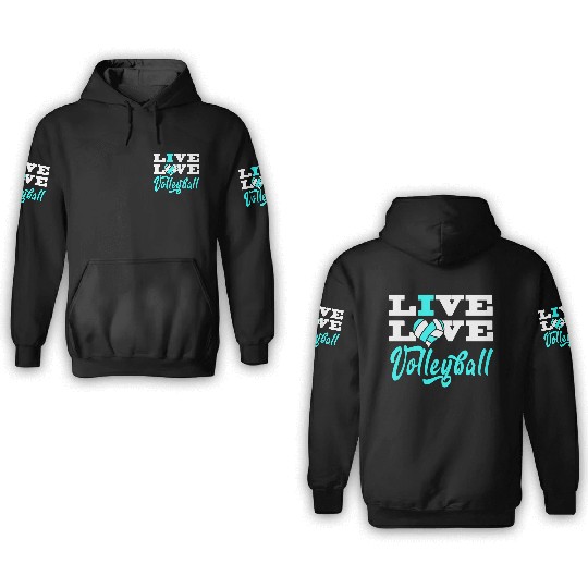 Volleyball Live Love Light Blue For Girlsns 3D Hoodies