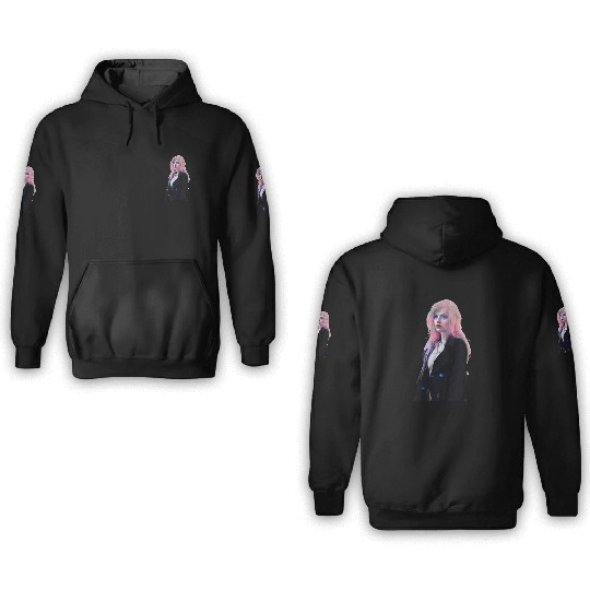 Cyberpunk girl with pink hair and blue eyes 3D Hoodies