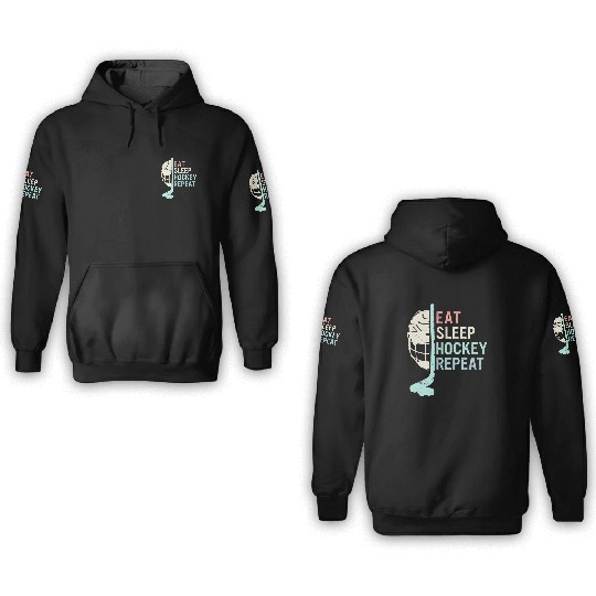 Eat Sleep Hockey Repeat 3D Hoodies
