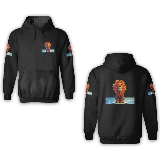 Surfer lion 3D Hoodies
