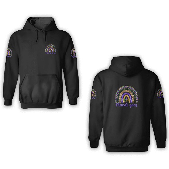 Mardi Gras Beads design - Mardi Gras Fat Tuesday 3D Hoodies