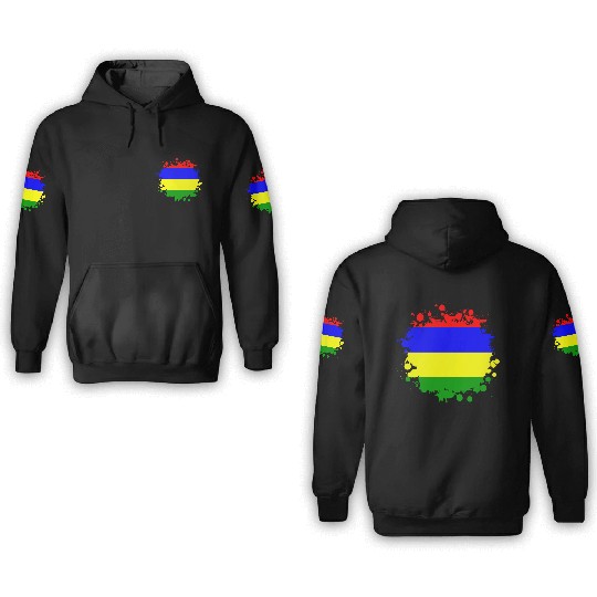 Mauritius blob flag design 3D Hoodies