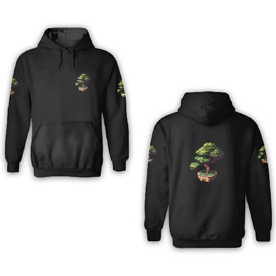 8 Bit Bonsai Tree 3D Hoodies