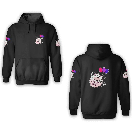 Cute Bisexual Sheep Bi Pride Color Balloons 3D Hoodies