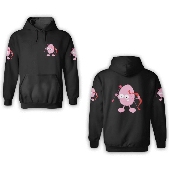 Kids Valentines Day Valentine Light Pink Monster 3D Hoodies