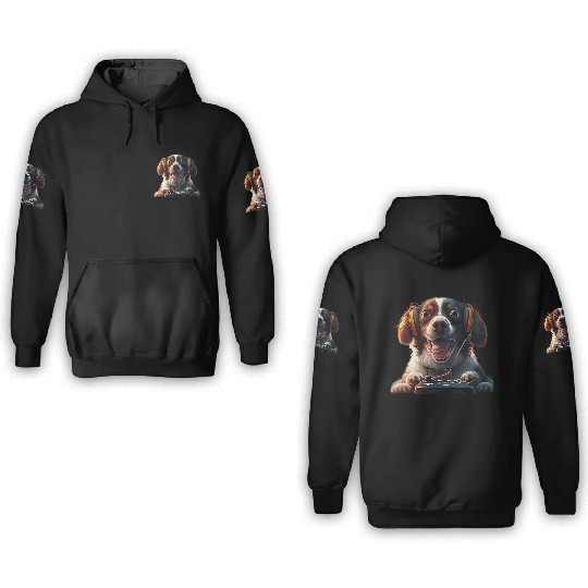 Funny Dog Playing Video Game 3D Hoodies