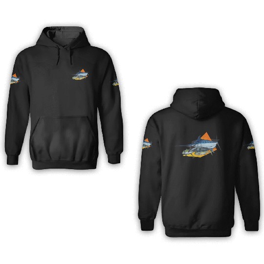 Marlin 3D Hoodies Orange n Black