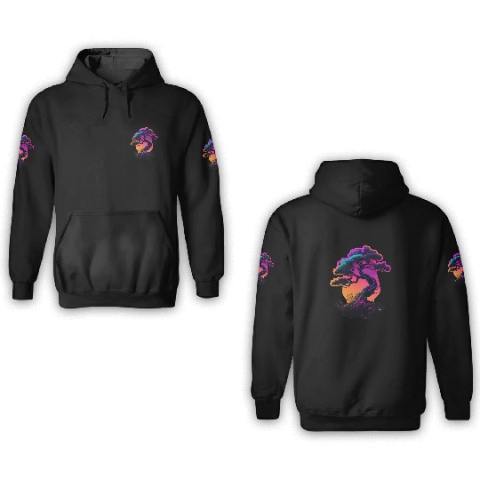Synthwave Bonsai Tree 3D Hoodies