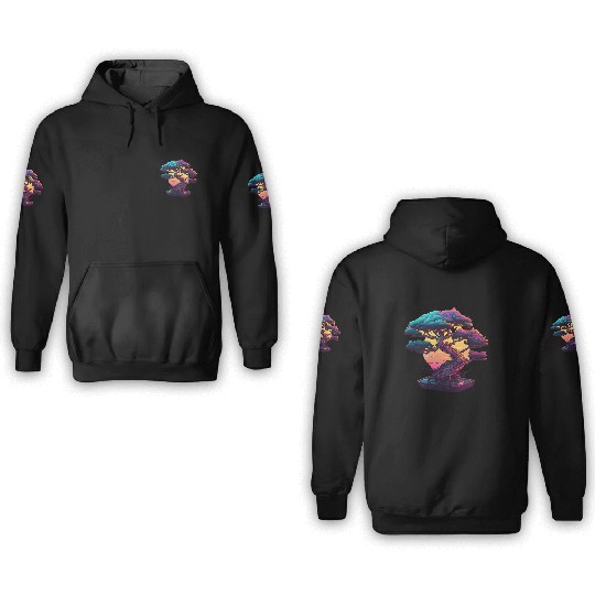 Synthwave Bonsai Tree 3D Hoodies
