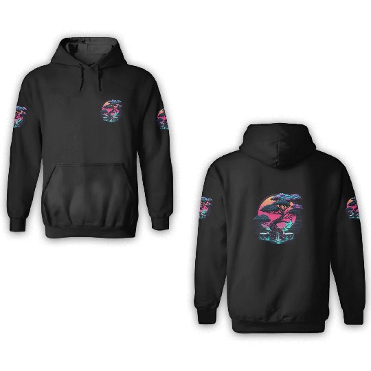 Synthwave Bonsai Tree 3D Hoodies
