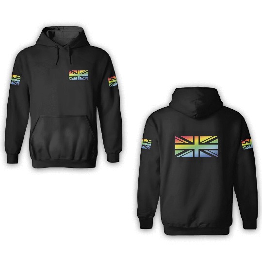 Union Jack / Rainbow Flag (Britain / UK / Poster) 3D Hoodies