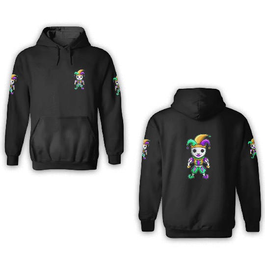 Cute Kawaii Jester With Mask For Mardi Gras 3D Hoodies