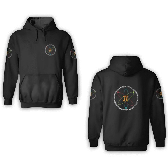 Pi Orbit Nucleus Math Holiday Mathematics Pi Day 3D Hoodies