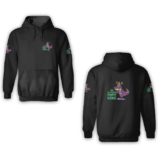 Mardi Gras Carnival T-rex Dinosaur Party King 3D Hoodies