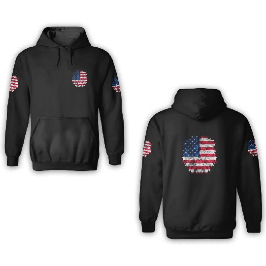 Geometric Lion Polygon Style with American Flag 3D Hoodies