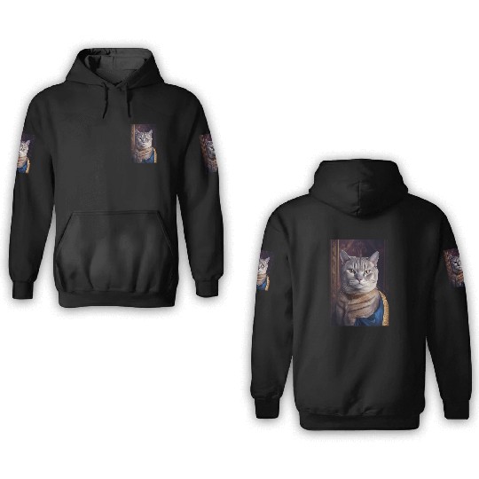 American Shorthair Cat Breed Portrait Royal Renais 3D Hoodies