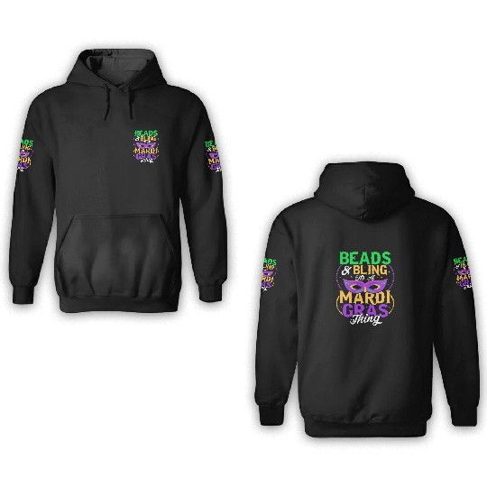 Beads & Bling It's A Mardi Gras Thing Mask Parade 3D Hoodies