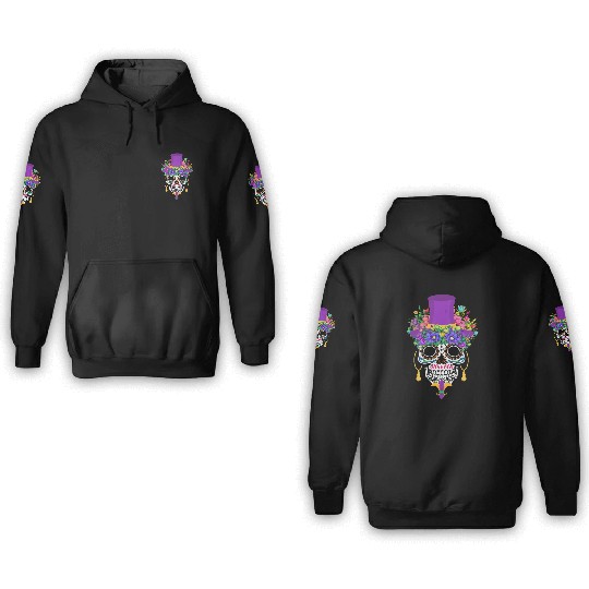 Mardi Gras Costume Dia De Los Muertos Flower Sugar 3D Hoodies