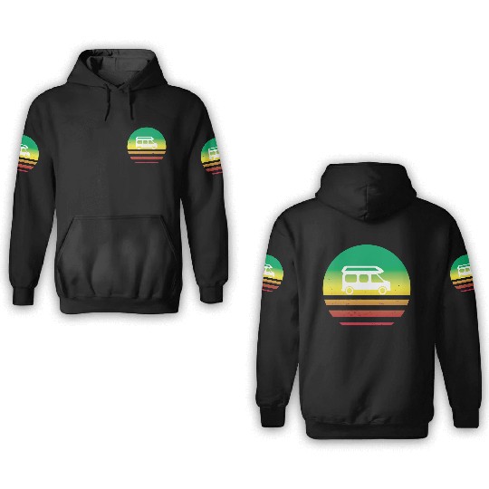 Camper Van Retro Sunset Vintage sun camping 3D Hoodies