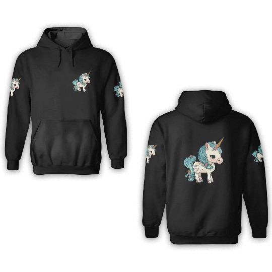 Unicorn elves mythical creatures siblings child 3D Hoodies
