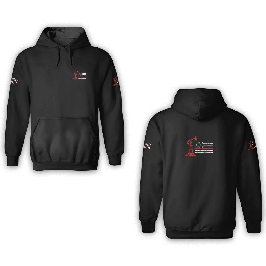 Oilfield Oil Drilling Us Flag 3D Hoodies