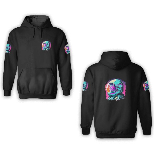 Aesthetic Vaporwave Space Cat 80s 90s Astronaut 3D Hoodies