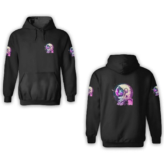 Aesthetic Vaporwave Space Cat 80s 90s Astronaut 3D Hoodies