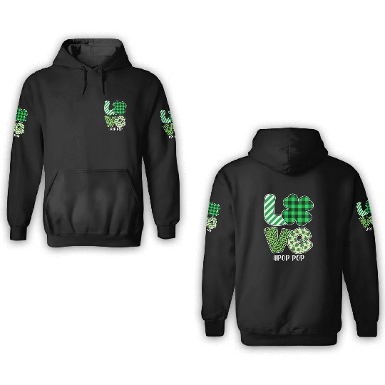 Love Pop Pop Green Plaid Leopard Shamrock 3D Hoodies