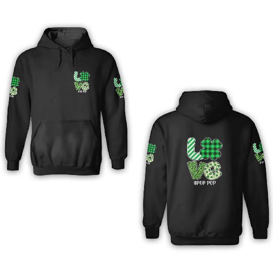 Love Pop Pop Green Plaid Leopard Shamrock 3D Hoodies