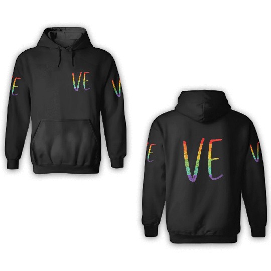 LGBT Pride Love LO VE Lesbian Couple Matching Love 3D Hoodies